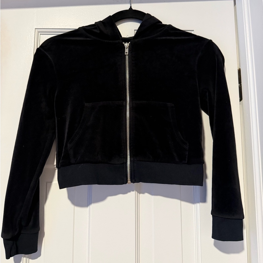 Art Class Girls’ Black Velour Zip-Up Hoodie Jacket Size 8